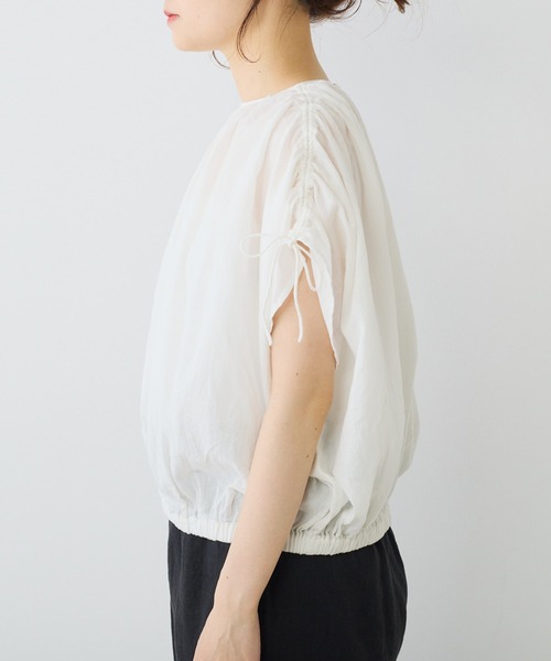 PUAL CE CIN(ピュアルセシン)の「コットンガーゼ袖アジャストブラウス(シャツ/ブラウス・レディース・ホワイト/ピンク/キャメル・FREE)」の5枚目の写真