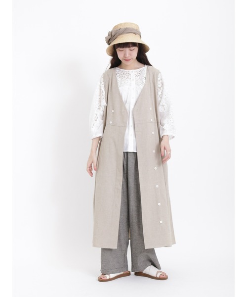 Samansa Mos2（サマンサ モスモス）の「【接触冷感】お出かけジレワンピース（ワンピース・レディース・キャメル/ベージュ/ブラック・ﾌﾘ-）」の6枚目の写真