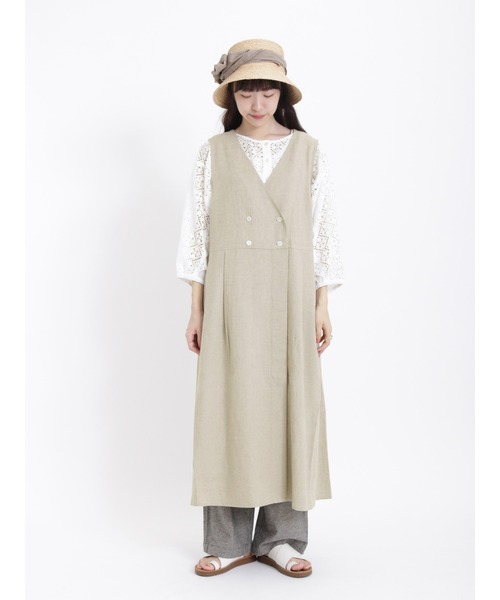 Samansa Mos2（サマンサ モスモス）の「【接触冷感】お出かけジレワンピース（ワンピース・レディース・キャメル/ベージュ/ブラック・ﾌﾘ-）」の16枚目の写真
