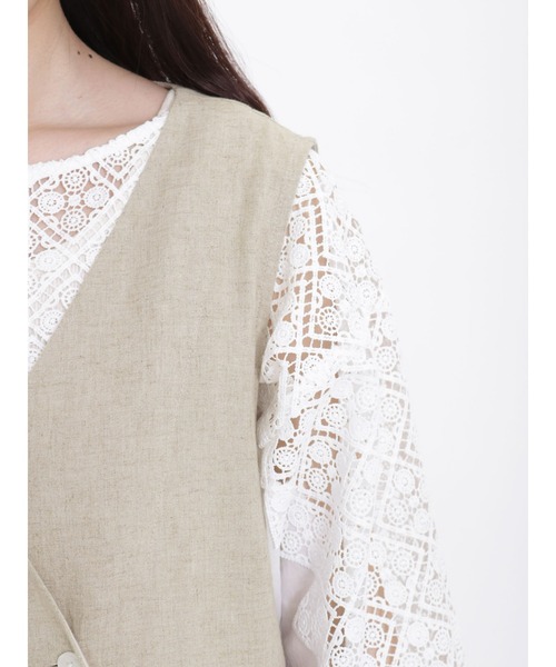 Samansa Mos2（サマンサ モスモス）の「【接触冷感】お出かけジレワンピース（ワンピース・レディース・キャメル/ベージュ/ブラック・ﾌﾘ-）」の20枚目の写真