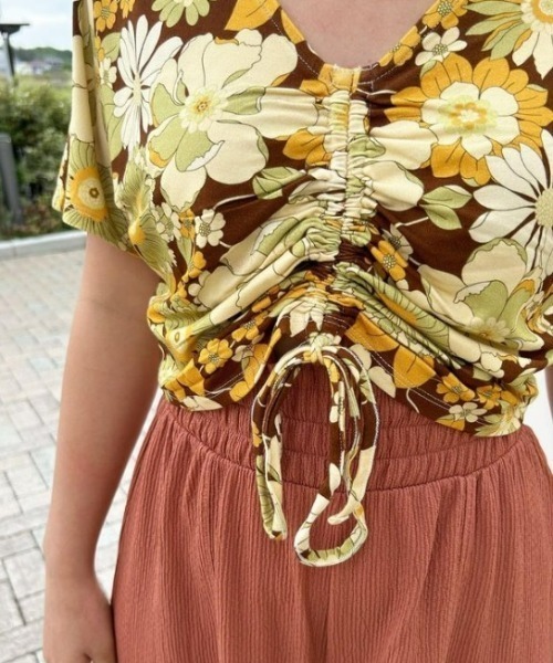 トップス Flower flower motif spangle sleeve-less NT / スパンコールフラワー