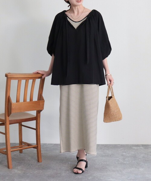 fredy emue（フレディエミュ）の「コットンボリュームブラウス（シャツ/ブラウス・レディース・レッド/ブラック/オフホワイト/イエロー・38）」の5枚目の写真