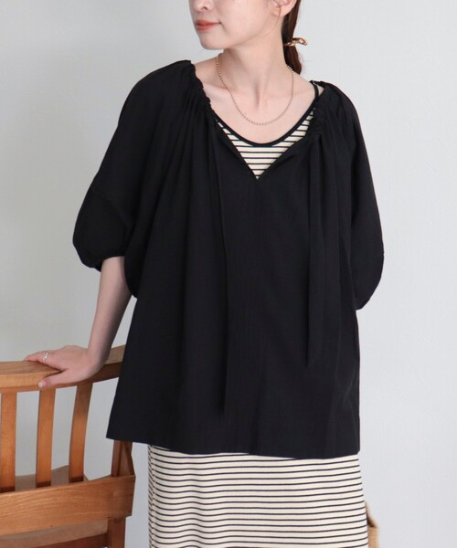 fredy emue（フレディエミュ）の「コットンボリュームブラウス（シャツ/ブラウス・レディース・レッド/ブラック/オフホワイト/イエロー・38）」の9枚目の写真