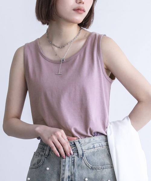 n'OrLABEL(ノアールレーベル)の「『シンプルコットンタンクトップ』(タンクトップ・レディース・マスタード/グレイッシュブルー/モカ/ホワイト/ブルーグリーン/ブラック/ブルー/グレイッシュベージュ/ダークグレー/ラベンダー・L/LL/M)」の9枚目の写真