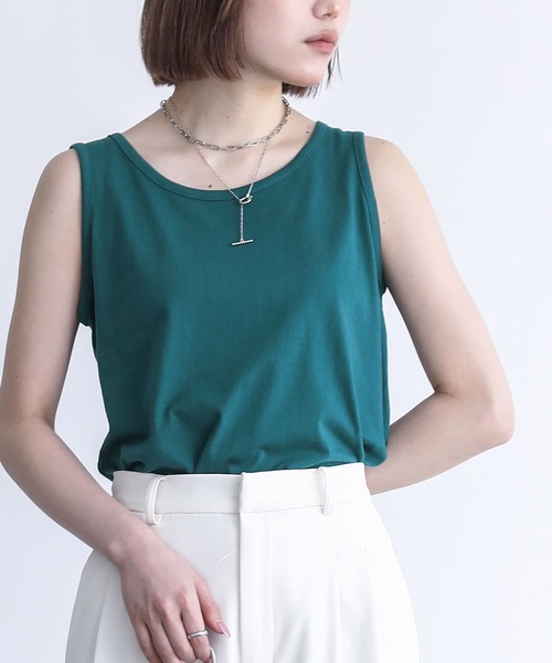 n'OrLABEL(ノアールレーベル)の「『シンプルコットンタンクトップ』(タンクトップ・レディース・マスタード/グレイッシュブルー/モカ/ホワイト/ブルーグリーン/ブラック/ブルー/グレイッシュベージュ/ダークグレー/ラベンダー・L/LL/M)」の7枚目の写真