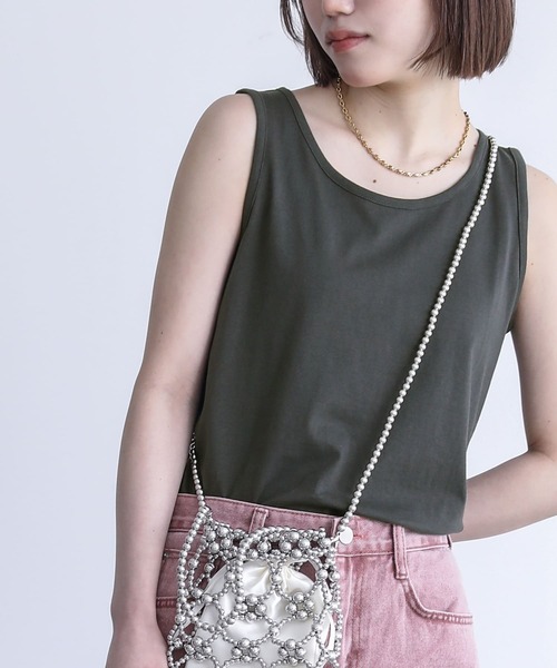 n'OrLABEL(ノアールレーベル)の「『シンプルコットンタンクトップ』(タンクトップ・レディース・マスタード/グレイッシュブルー/モカ/ホワイト/ブルーグリーン/ブラック/ブルー/グレイッシュベージュ/ダークグレー/ラベンダー・L/LL/M)」の4枚目の写真