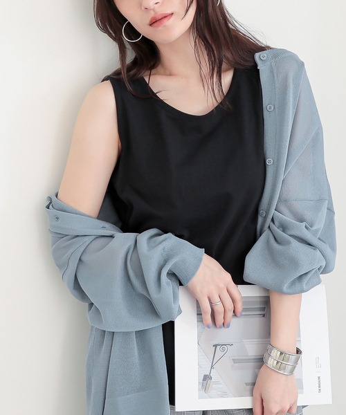 n'OrLABEL(ノアールレーベル)の「『シンプルコットンタンクトップ』(タンクトップ・レディース・マスタード/グレイッシュブルー/モカ/ホワイト/ブルーグリーン/ブラック/ブルー/グレイッシュベージュ/ダークグレー/ラベンダー・L/LL/M)」の18枚目の写真