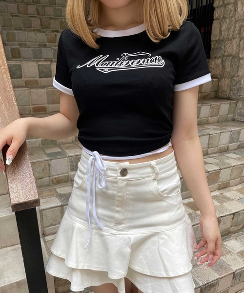 SPIGA（スピーガ）の「MailinniaoロゴシャーリングＴシャツ（Tシャツ/カットソー・レディース・ホワイト/ブラック・FREE）」の4枚目の写真