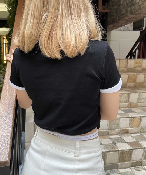 SPIGA（スピーガ）の「MailinniaoロゴシャーリングＴシャツ（Tシャツ/カットソー・レディース・ホワイト/ブラック・FREE）」の6枚目の写真