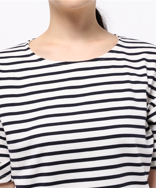 earth music&ecology(アースミュージックアンドエコロジー)の「ボーダーポンチ袖タックプルオーバー(Tシャツ/カットソー・レディース・オレンジ/オフホワイト/ブルー・FREE)」の7枚目の写真