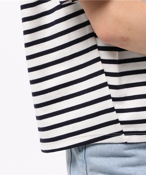 earth music&ecology(アースミュージックアンドエコロジー)の「ボーダーポンチ袖タックプルオーバー(Tシャツ/カットソー・レディース・オレンジ/オフホワイト/ブルー・FREE)」の9枚目の写真