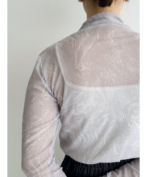 HEILIS(ヘイリス)の「マーブルハイネックシアープルオーバー / シアートップス ハイネック マーブル(シャツ/ブラウス・レディース・チャコールグレー/グレー・FREE)」の5枚目の写真