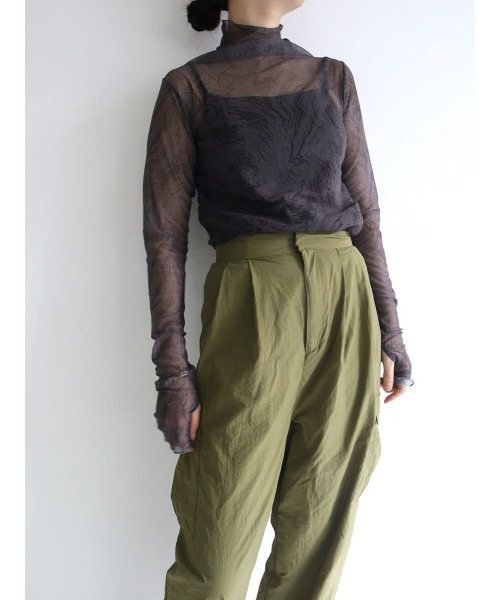 HEILIS(ヘイリス)の「マーブルハイネックシアープルオーバー / シアートップス ハイネック マーブル(シャツ/ブラウス・レディース・チャコールグレー/グレー・FREE)」の11枚目の写真