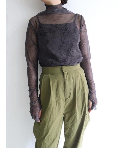 HEILIS(ヘイリス)の「マーブルハイネックシアープルオーバー / シアートップス ハイネック マーブル(シャツ/ブラウス・レディース・チャコールグレー/グレー・FREE)」の8枚目の写真