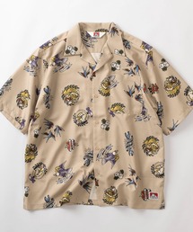 【BEN DAVIS/ベンデイビス】タトゥーグラフィックデザイン 総柄プリント オープンカラー 半袖シャツ/BEN NEEDLE WORK O/C SHIRTS