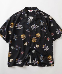【BEN DAVIS/ベンデイビス】タトゥーグラフィックデザイン 総柄プリント オープンカラー 半袖シャツ/BEN NEEDLE WORK O/C SHIRTS