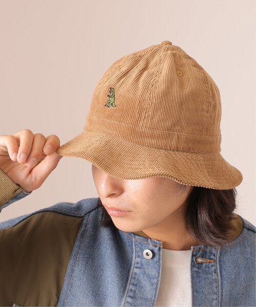 DOUBLE NAME（ダブルネーム）の「恐竜刺しゅうコーデュロイメトロハット（ハット・レディース・キナリ/ブラウン/ブラック・FREE）」の3枚目の写真
