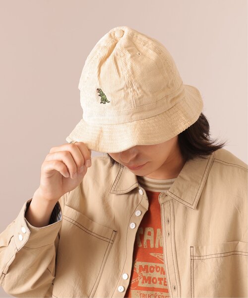 DOUBLE NAME（ダブルネーム）の「恐竜刺しゅうコーデュロイメトロハット（ハット・レディース・キナリ/ブラウン/ブラック・FREE）」の7枚目の写真