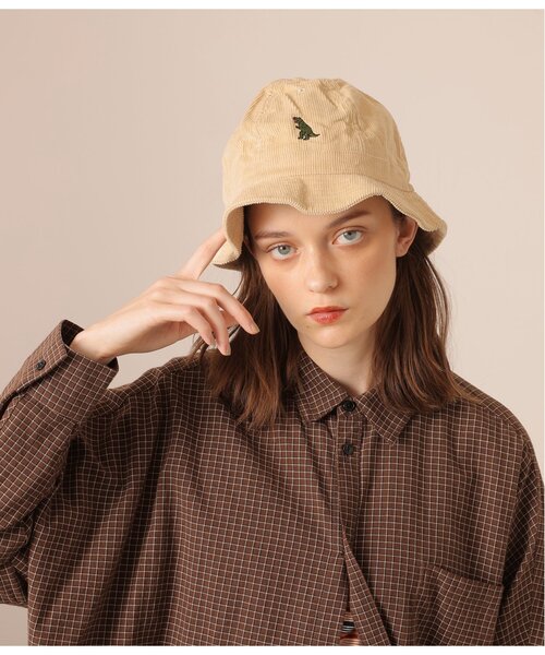 DOUBLE NAME（ダブルネーム）の「恐竜刺しゅうコーデュロイメトロハット（ハット・レディース・キナリ/ブラウン/ブラック・FREE）」の4枚目の写真