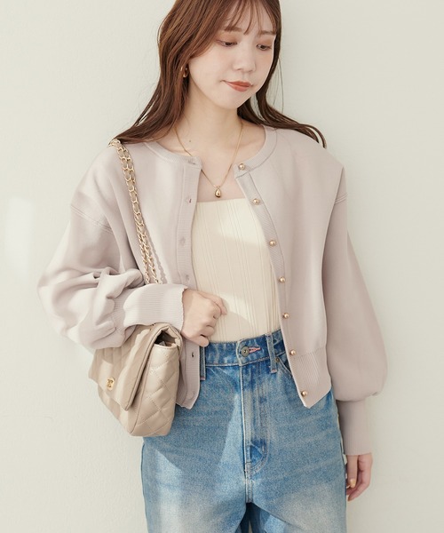 natural couture(ナチュラルクチュール)の「WEB限定 / お家で洗える薄金ころん釦カーディガン(カーディガン/ボレロ・レディース・グレイッシュベージュ/ブラック/オフホワイト/ブルー/その他1/ラベンダー・FREE)」の16枚目の写真