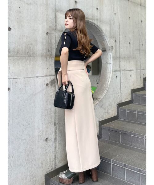 MURUA(ムルーア)の「テレコデザイントップス(Tシャツ/カットソー・レディース・グリーン/ホワイト/ブラック・FREE)」の6枚目の写真