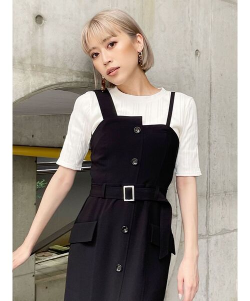 MURUA(ムルーア)の「テレコデザイントップス(Tシャツ/カットソー・レディース・グリーン/ホワイト/ブラック・FREE)」の7枚目の写真
