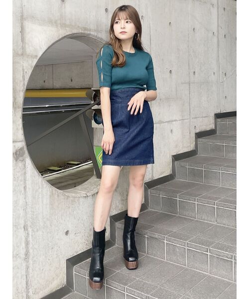 MURUA(ムルーア)の「テレコデザイントップス(Tシャツ/カットソー・レディース・グリーン/ホワイト/ブラック・FREE)」の12枚目の写真