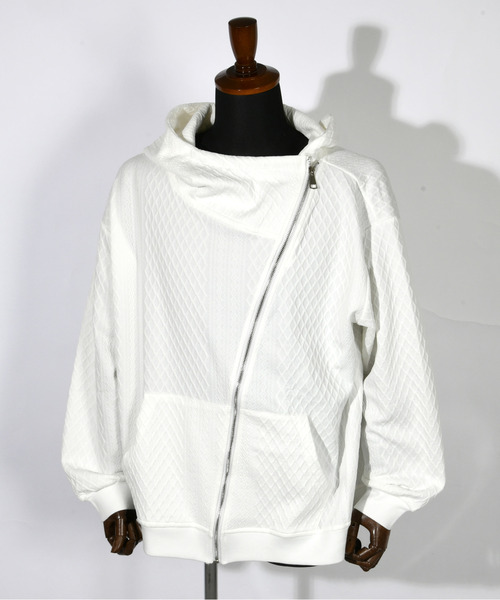 【セール】【FVLMEN】cable knitting pattern emboss gimmick zip parka/ケーブルニット柄 エンボス ギミック ジップ パーカー（パーカー）｜FVLMEN（フルメン）