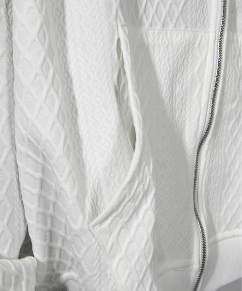 【セール】【FVLMEN】cable knitting pattern emboss gimmick zip parka/ケーブルニット柄 エンボス ギミック ジップ パーカー（パーカー）｜FVLMEN（フルメン）