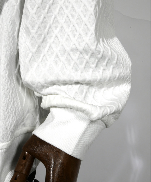 【セール】【FVLMEN】cable knitting pattern emboss gimmick zip parka/ケーブルニット柄 エンボス ギミック ジップ パーカー（パーカー）｜FVLMEN（フルメン）