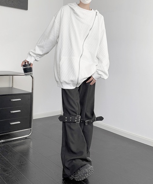 【セール】【FVLMEN】cable knitting pattern emboss gimmick zip parka/ケーブルニット柄 エンボス ギミック ジップ パーカー（パーカー）｜FVLMEN（フルメン）