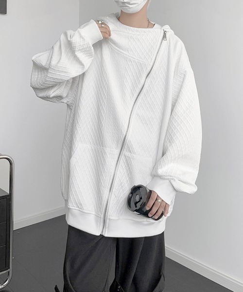 【セール】【FVLMEN】cable knitting pattern emboss gimmick zip parka/ケーブルニット柄 エンボス ギミック ジップ パーカー（パーカー）｜FVLMEN（フルメン）