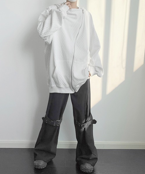 【セール】【FVLMEN】cable knitting pattern emboss gimmick zip parka/ケーブルニット柄 エンボス ギミック ジップ パーカー（パーカー）｜FVLMEN（フルメン）