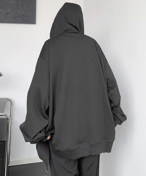 【セール】【FVLMEN】cable knitting pattern emboss gimmick zip parka/ケーブルニット柄 エンボス ギミック ジップ パーカー（パーカー）｜FVLMEN（フルメン）