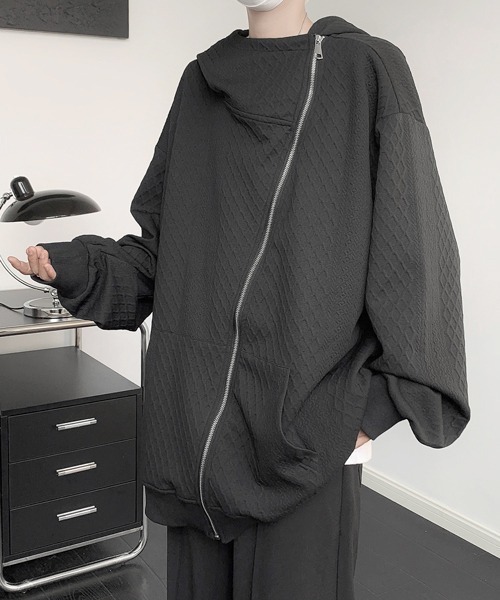 【セール】【FVLMEN】cable knitting pattern emboss gimmick zip parka/ケーブルニット柄 エンボス ギミック ジップ パーカー（パーカー）｜FVLMEN（フルメン）