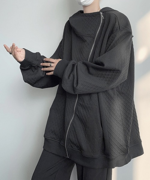 【セール】【FVLMEN】cable knitting pattern emboss gimmick zip parka/ケーブルニット柄 エンボス ギミック ジップ パーカー（パーカー）｜FVLMEN（フルメン）