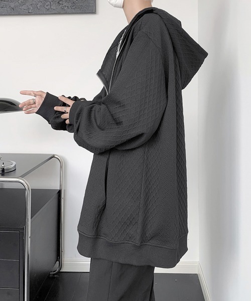 【セール】【FVLMEN】cable knitting pattern emboss gimmick zip parka/ケーブルニット柄 エンボス ギミック ジップ パーカー（パーカー）｜FVLMEN（フルメン）