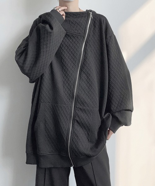 【セール】【FVLMEN】cable knitting pattern emboss gimmick zip parka/ケーブルニット柄 エンボス ギミック ジップ パーカー（パーカー）｜FVLMEN（フルメン）