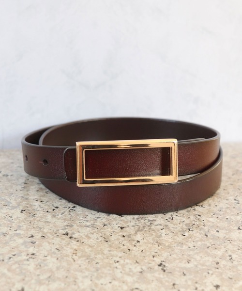 632新品23区牛革スクエアバックル ベルト44￥9900日本製 セール】【牛革】メンズレディース兼用細めスクエアバックルレザー