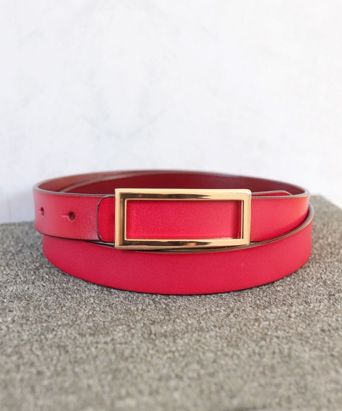 florist（フローリスト）の「【牛革】メンズレディース兼用細めスクエアバックルレザーベルト（ベルト・レディース・レッド系2/ブラック系1/ブラウン系1/レッド系1/ブラック系2/ブラウン系2/ダークブラウン系2/ダークブラウン系1・Msize/Lsize）」の10枚目の写真