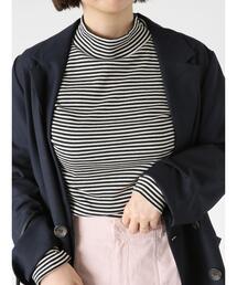 Lugnoncure | 無地/ボーダーリブハイネックカットソー(Tシャツ/カットソー)