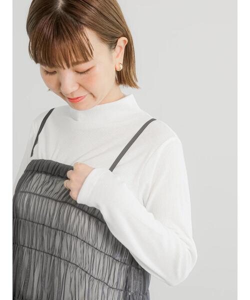 Lugnoncure(ルノンキュール)の「無地/ボーダーリブハイネックカットソー(Tシャツ/カットソー・レディース・オフホワイト/ホワイト/ブラック・F)」の4枚目の写真