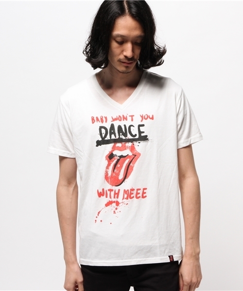 AZUL by moussy(アズールバイマウジー)の「STONESフロントベロVネック半袖T(Tシャツ/カットソー・メンズ・ブラック/ホワイト・SMALL/MEDIUM/X-SMALL/X-LARGE/LARGE)」の11枚目の写真