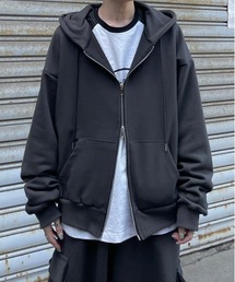 Chikashitsu +（チカシツプラス）の「【Chikashitsu +】set up box short zip hoodie / 【チカシツプラス】セットアップボックスショートジップアップ長袖パーカー <着用動画あり>（パーカー）」
