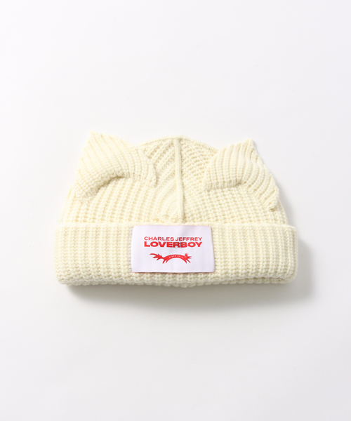 UNFOLLOW（アンフォロー）の「【CHARLES JEFFREY LOVERBOY】 CHUNKY EARS BEANIE（ニットキャップ/ビーニー・メンズ・アイボリー/ブラック・FREE）」の2枚目の写真