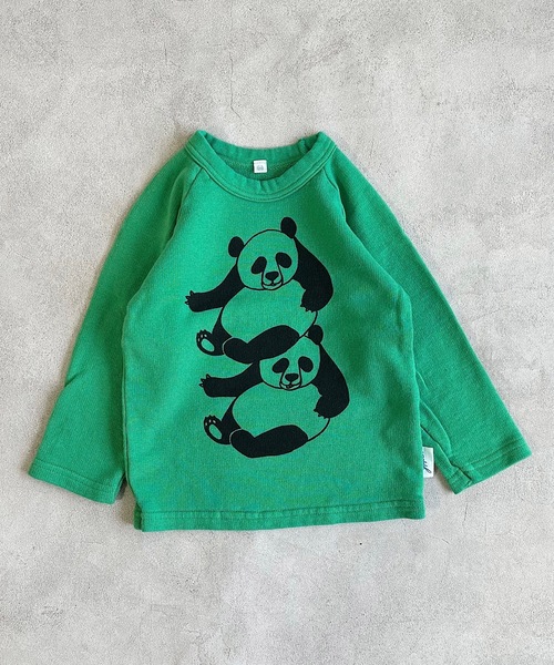JIPPON（ジポン）の「パンダプリントトレーナー/日本製（80～140cm）（スウェット・キッズ・グリーン/オフホワイト/ベージュ/グレー・90/100/110/120/80/130/95/140）」の4枚目の写真