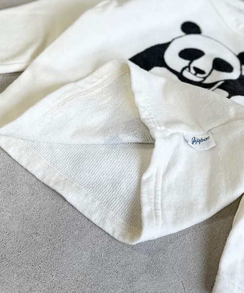 JIPPON（ジポン）の「パンダプリントトレーナー/日本製（80～140cm）（スウェット・キッズ・グリーン/オフホワイト/ベージュ/グレー・90/100/110/120/80/130/95/140）」の6枚目の写真