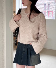 スリットもこもこニット
