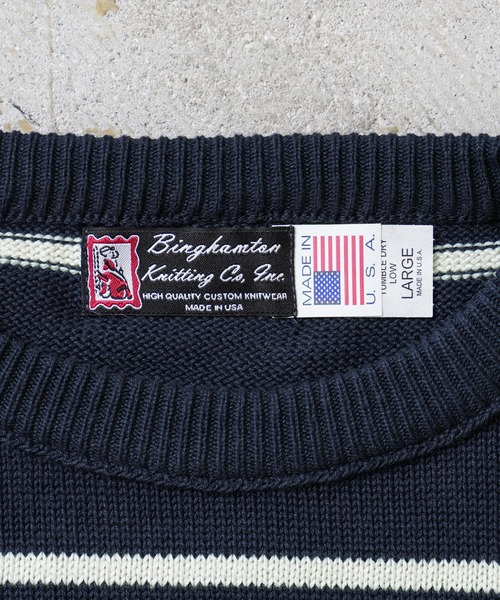 WAIPER.inc(ワイパーインク)の「Binghamton Knitting Company ビンガムトン ニッティングカンパニー 19717 Striped Crew Pullover ストライプ クルー プルオーバー(ニット/セーター・メンズ・ネイビー/ナチュラル・XL/L/M)」の9枚目の写真