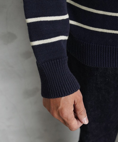 WAIPER.inc(ワイパーインク)の「Binghamton Knitting Company ビンガムトン ニッティングカンパニー 19717 Striped Crew Pullover ストライプ クルー プルオーバー(ニット/セーター・メンズ・ネイビー/ナチュラル・XL/L/M)」の8枚目の写真